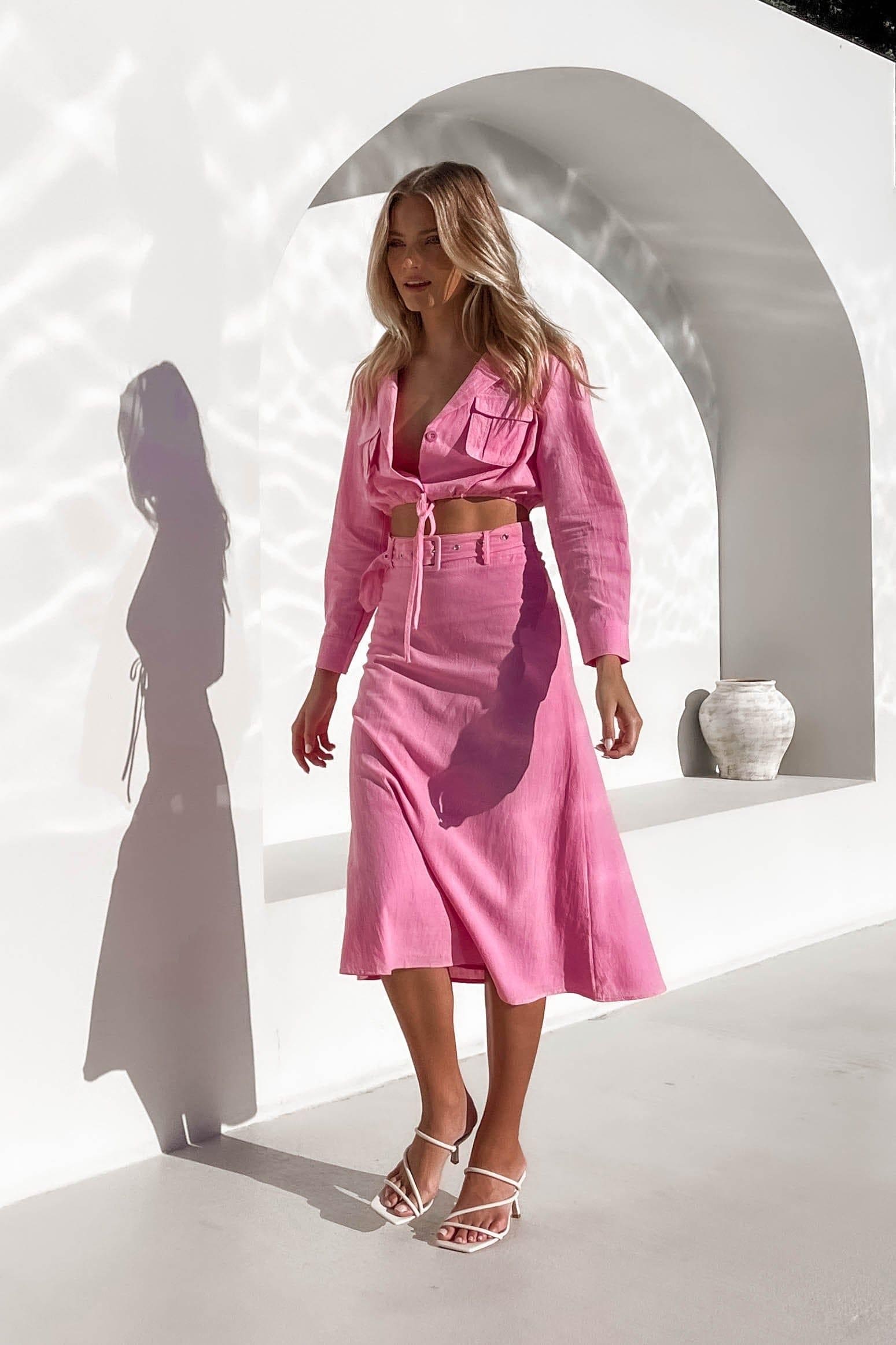 Wine And Dine Skirt, BOTTOMS, COTTON, MAXI SKIRT, MIDI SKIRT, NEW ARRIVALS, PINK, SETS, SKIRTS, , -MISHKAH