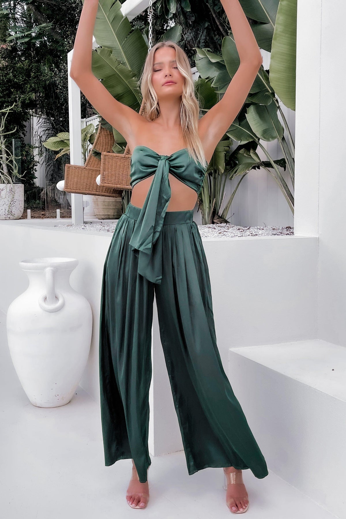 Yani Top, CROP TOPS, GREEN, POLYESTER, TOP, TOPS, , -MISHKAH