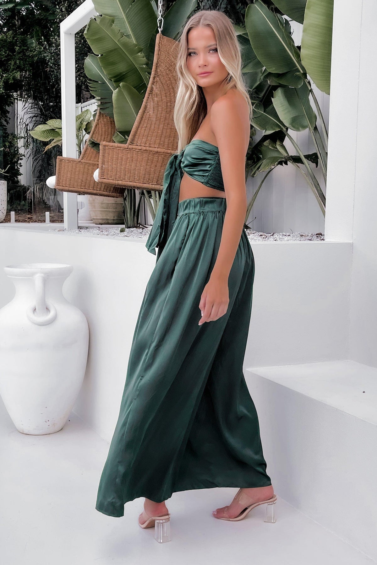 Yani Top, CROP TOPS, GREEN, POLYESTER, TOP, TOPS, , -MISHKAH