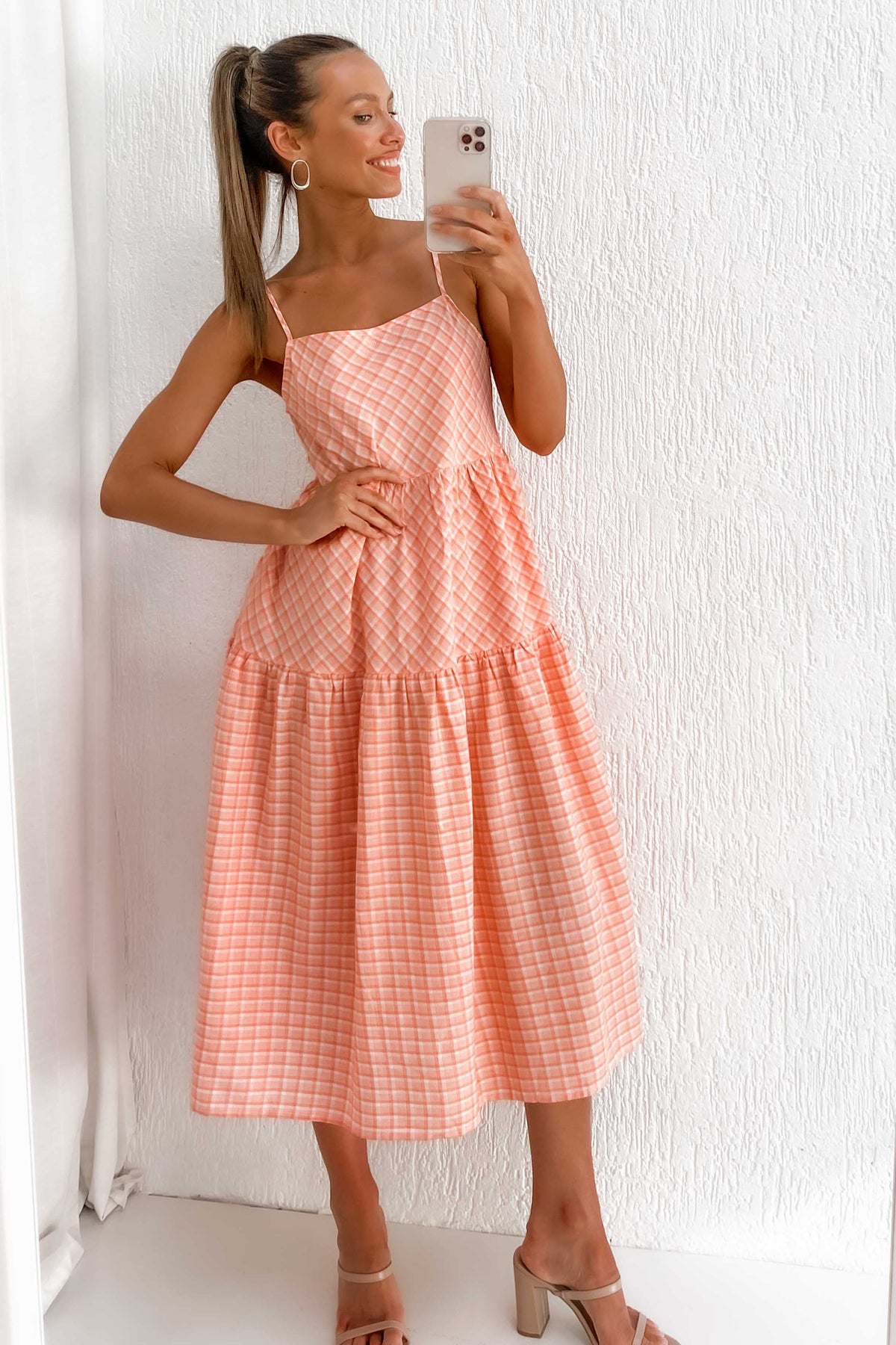 Yermaine Dress, COTTON &amp; POLYESTER, COTTON AND POLYESTER, DRESS, DRESSES, MIDI DRESS, ORANGE, POLYESTER AND COTTON, , -MISHKAH
