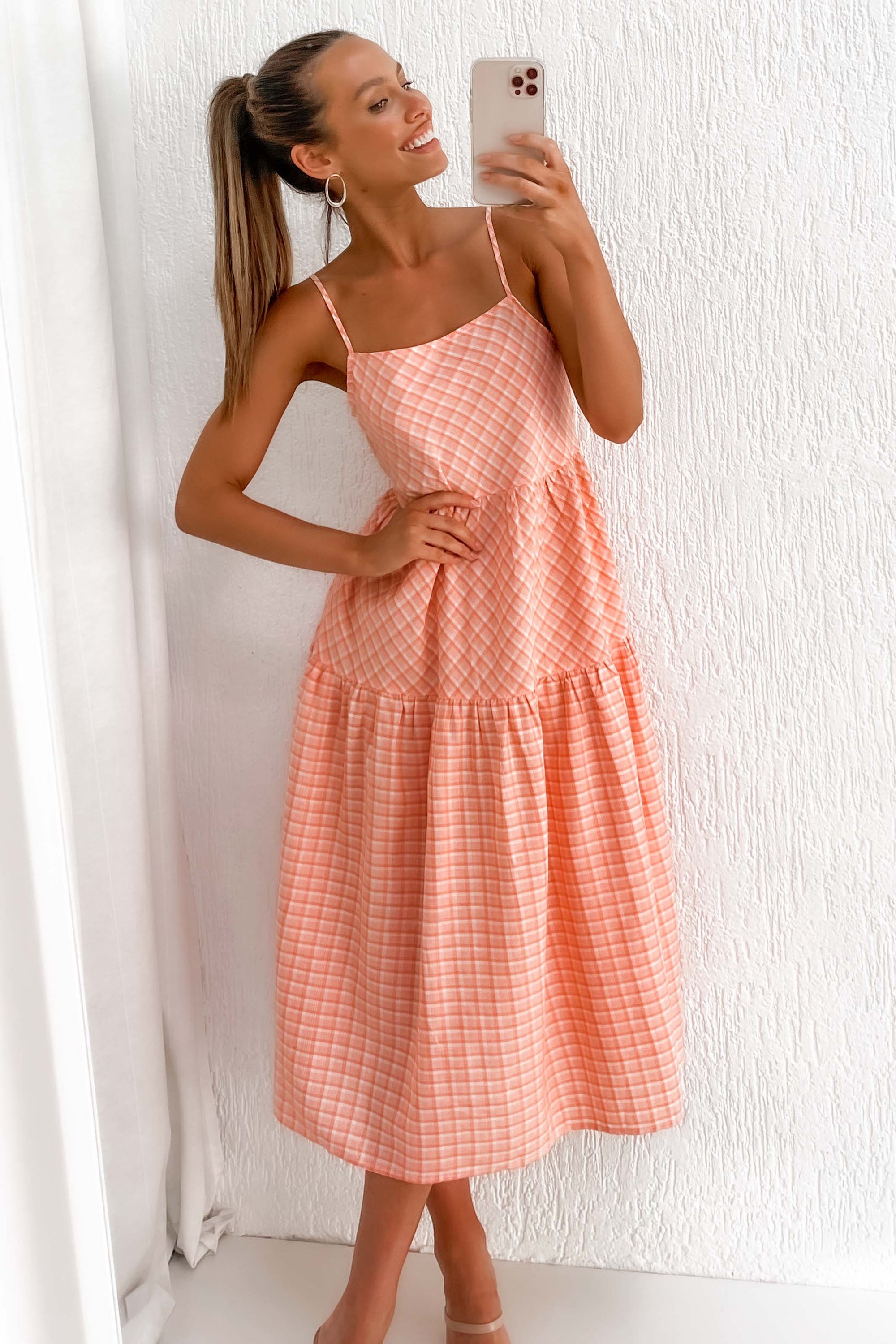 Yermaine Dress, COTTON & POLYESTER, COTTON AND POLYESTER, DRESS, DRESSES, MIDI DRESS, ORANGE, POLYESTER AND COTTON, , -MISHKAH