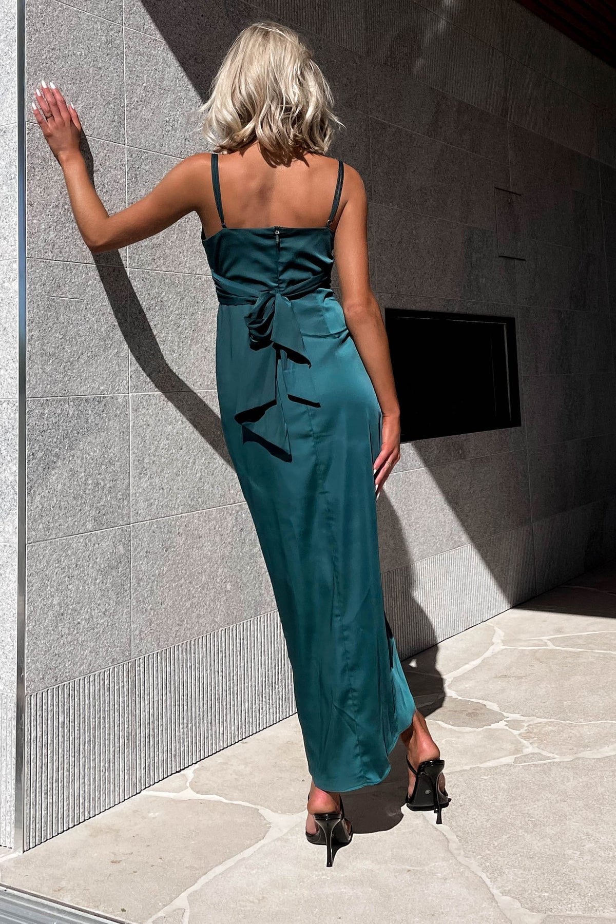 Yessica Dress, DRESS, DRESSES, GREEN, MIDI DRESS, new arrivals, POLYESTER &amp; SPANDEX, POLYESTER AND SPANDEX, SPANDEX AND POLYESTER, WAIST TIE, , -MISHKAH