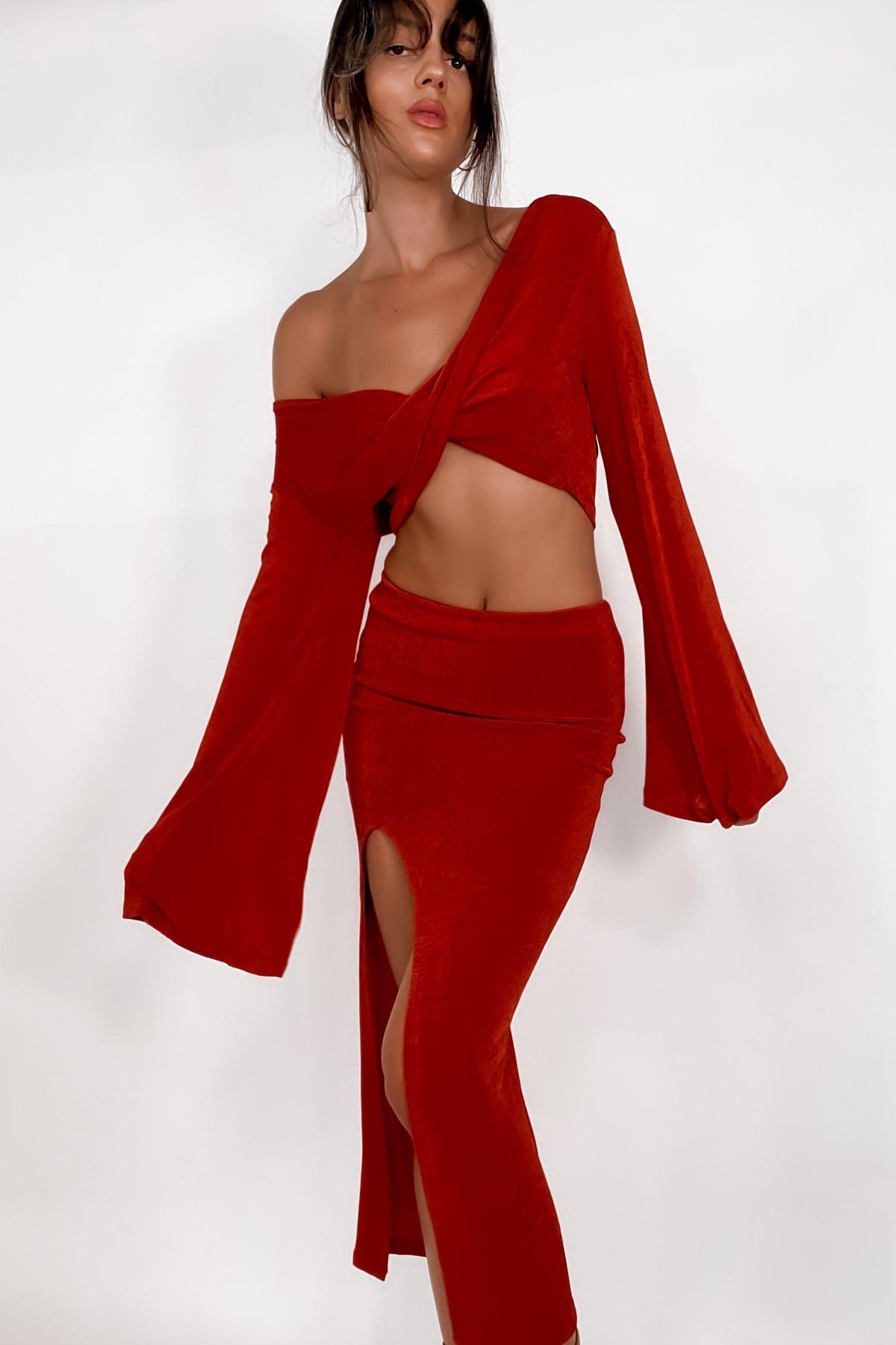 Zarlia Skirt, BOTTOMS, MIDI SKIRT, RED, Sale, SKIRTS, , Our New Zarlia Skirt is only $51.00-We Have The Latest Pants | Shorts | Skirts @ Mishkah Online Fashion Boutique-MISHKAH