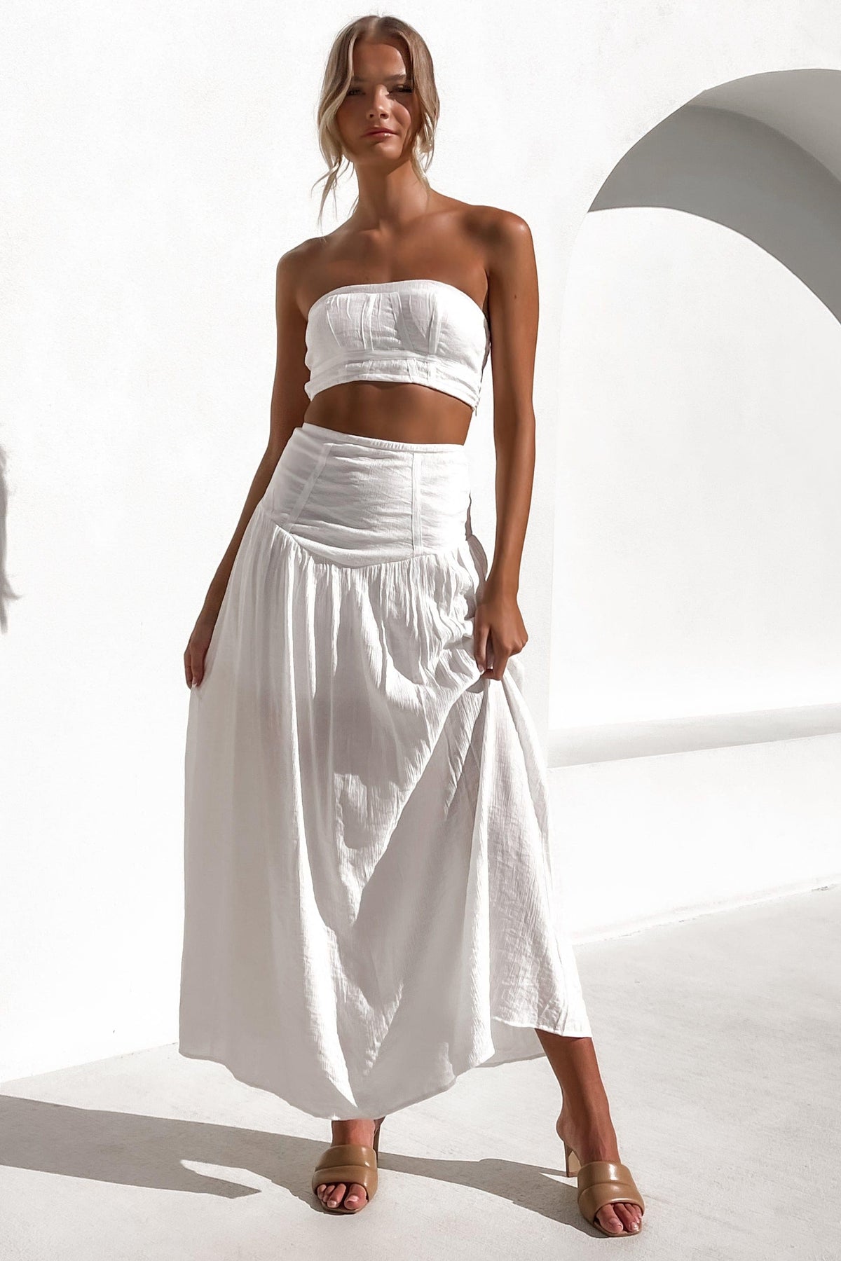 Zayrah Top, CROP TOPS, NYLON &amp; RAYON, NYLON AND RAYON, RAYON &amp; NYLON, RAYON AND NYLON, SETS, TOP, TOPS, WHITE, , -MISHKAH