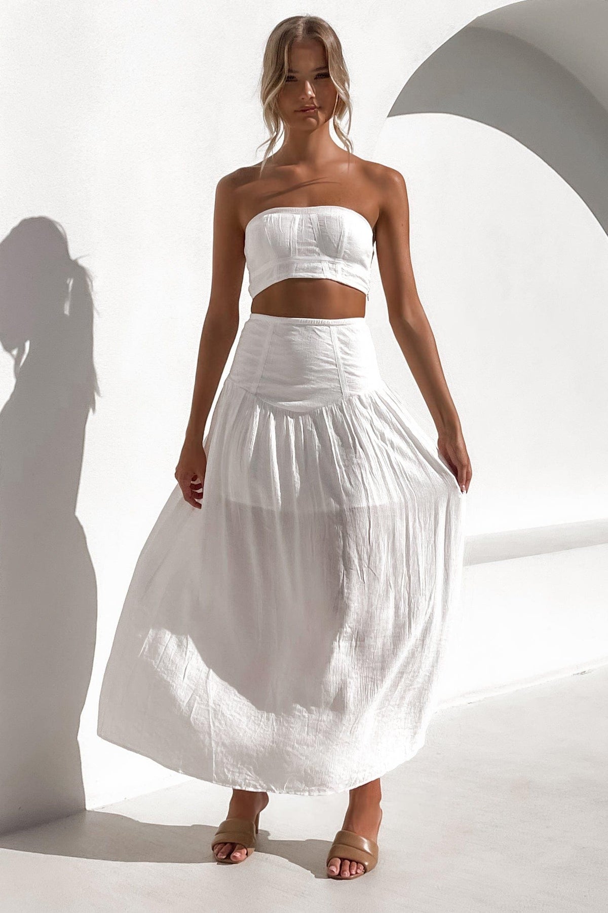 Zayrah Top, CROP TOPS, NYLON &amp; RAYON, NYLON AND RAYON, RAYON &amp; NYLON, RAYON AND NYLON, SETS, TOP, TOPS, WHITE, , -MISHKAH
