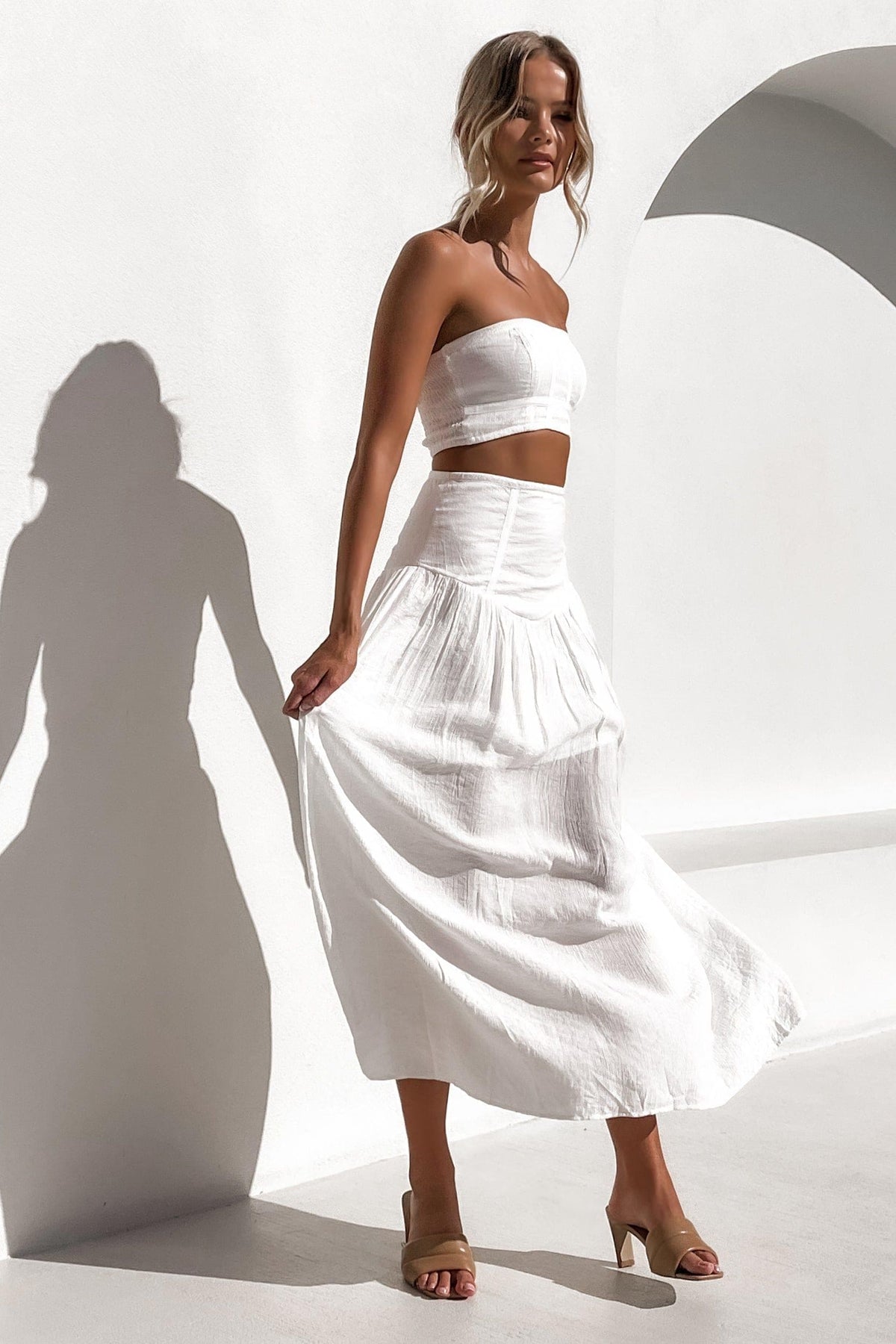 Zayrah Top, CROP TOPS, NYLON &amp; RAYON, NYLON AND RAYON, RAYON &amp; NYLON, RAYON AND NYLON, SETS, TOP, TOPS, WHITE, , -MISHKAH