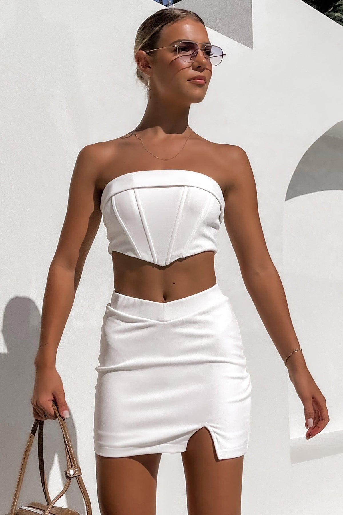 Zebec Skirt, BOTTOMS, MINI SKIRT, POLYESTER, Sale, SETS, SKIRTS, SPANDEX, WHITE, , Our New Zebec Skirt is only $49.00-We Have The Latest Pants | Shorts | Skirts @ Mishkah Online Fashion Boutique-MISHKAH