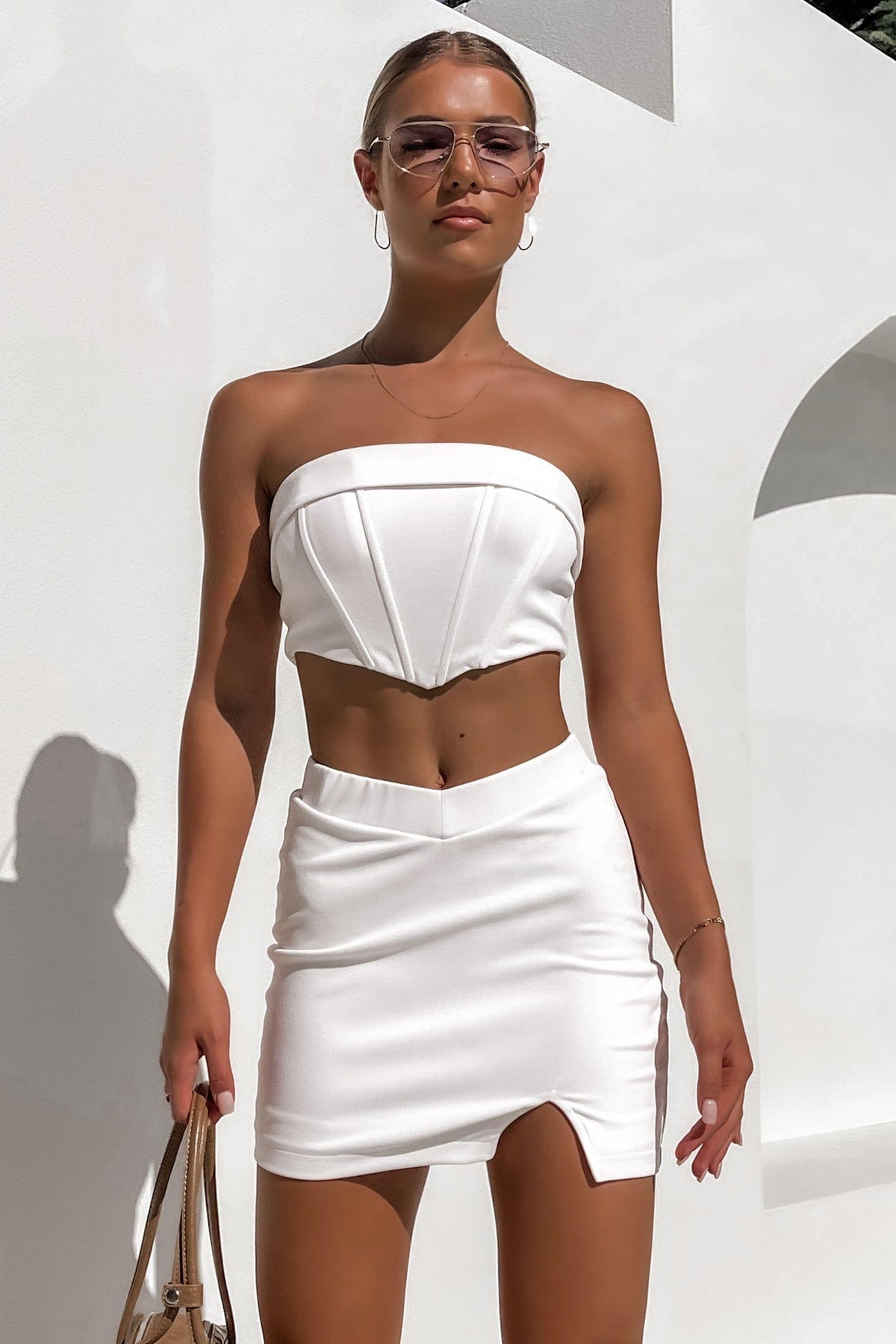 Zebec Skirt, BOTTOMS, MINI SKIRT, POLYESTER, Sale, SETS, SKIRTS, SPANDEX, WHITE, , Our New Zebec Skirt is only $49.00-We Have The Latest Pants | Shorts | Skirts @ Mishkah Online Fashion Boutique-MISHKAH