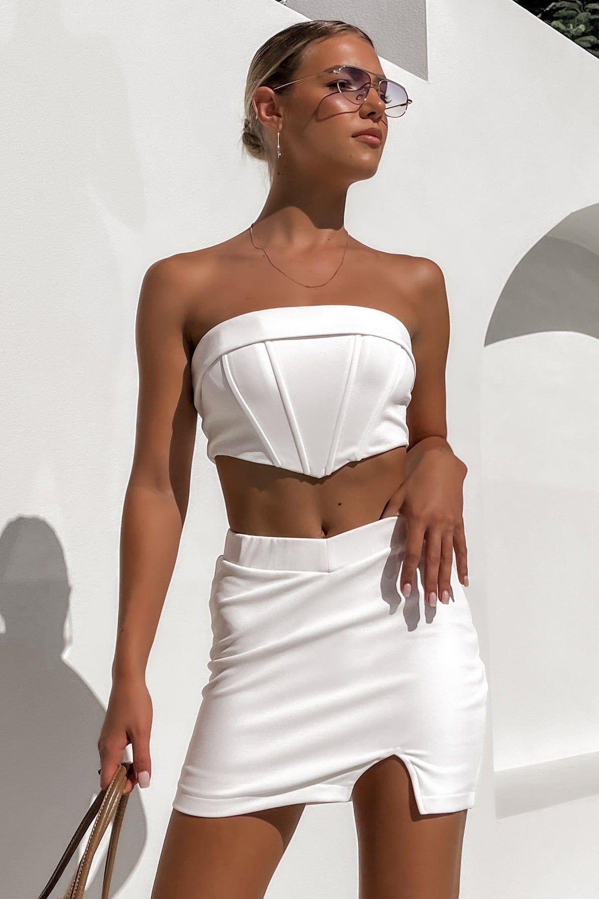 Zebec Skirt, BOTTOMS, MINI SKIRT, POLYESTER, Sale, SETS, SKIRTS, SPANDEX, WHITE, , Our New Zebec Skirt is only $49.00-We Have The Latest Pants | Shorts | Skirts @ Mishkah Online Fashion Boutique-MISHKAH