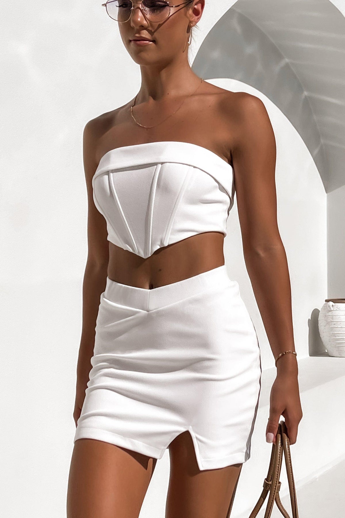 Zebec Skirt, BOTTOMS, MINI SKIRT, POLYESTER, Sale, SETS, SKIRTS, SPANDEX, WHITE, , Our New Zebec Skirt is only $49.00-We Have The Latest Pants | Shorts | Skirts @ Mishkah Online Fashion Boutique-MISHKAH